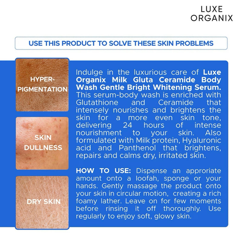 Luxe Organix Milk Gluta + Ceramide Whitening Serum Body Wash