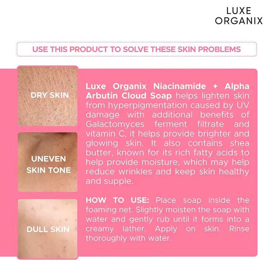Luxe Organix Niacinamide + Alpha Arbutin Cloud Soap