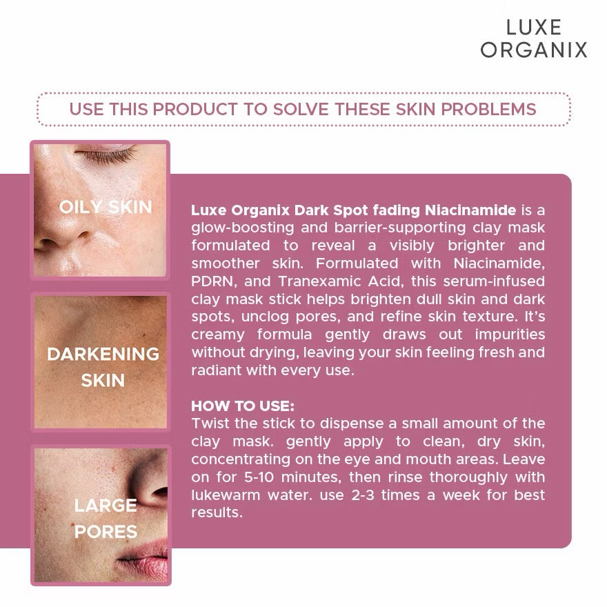 Luxe Organix Dark Spot Fading Niacinamide Clay Stick