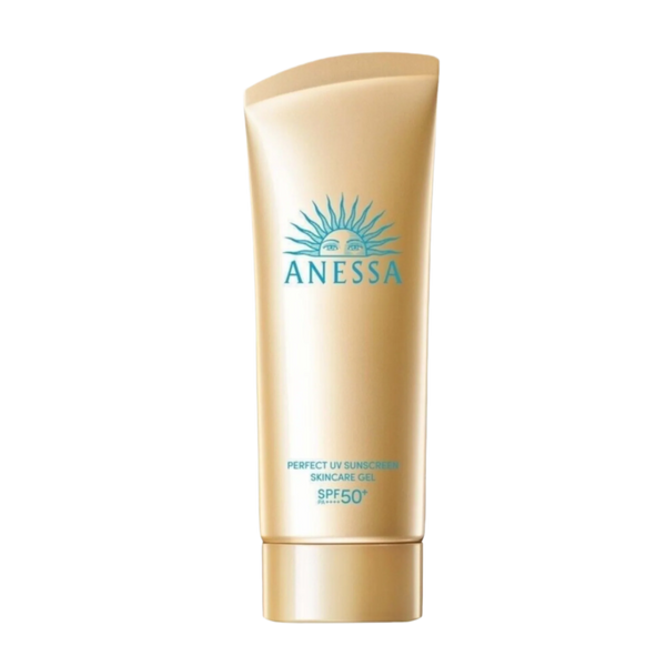 Anessa sunscreen tube on a white background