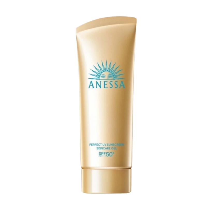 Anessa sunscreen tube on a white background