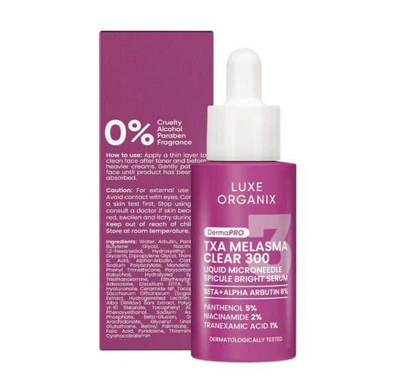 Luxe Organix TXA Melasma Clear 300 Liquid Microneedle Spicule Bright S The Glow Club Luxe Organix TXA Melasma Clear 300 Liquid Microneedle Spicule Bright S The Glow Club