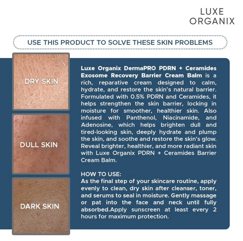 Luxe Organix PDRN + Ceramides Exosome Recovery Barrier Cream Balm