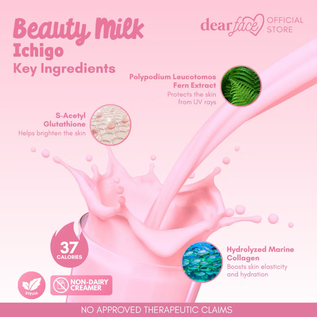 Dear Face Beauty Milk Strawberry Glutathione Drink