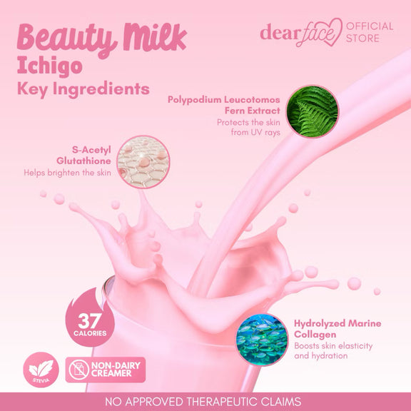 Dear Face Beauty Milk Strawberry Glutathione Drink | The Glow Club NZ
