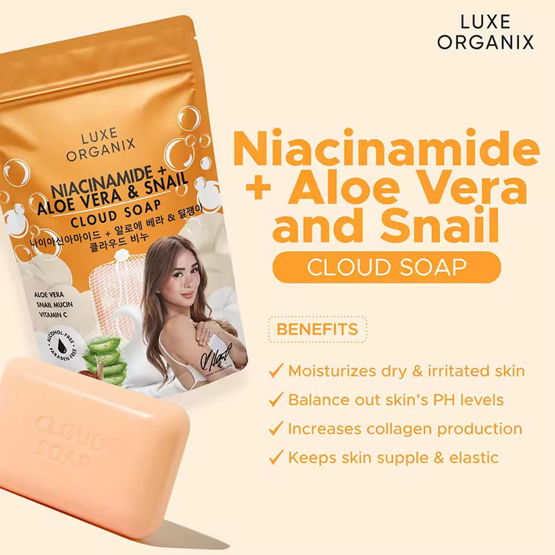 Luxe Organix Niacinamide + Aloe Vera & Snail Cloud Soap