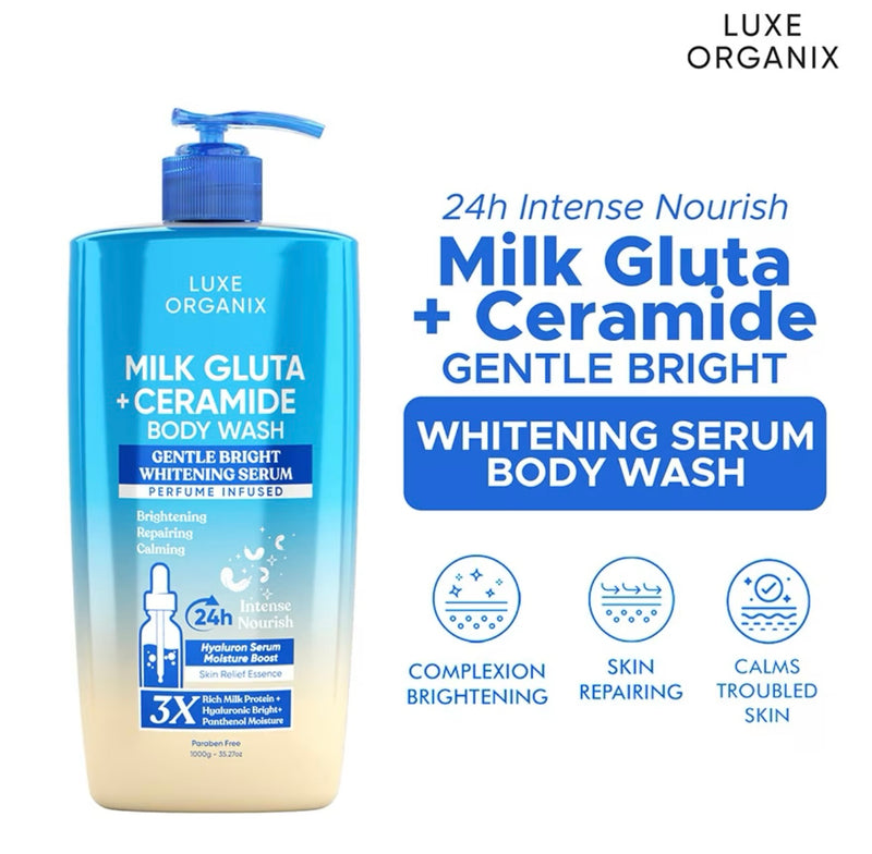 Luxe Organix Milk Gluta + Ceramide Whitening Serum Body Wash