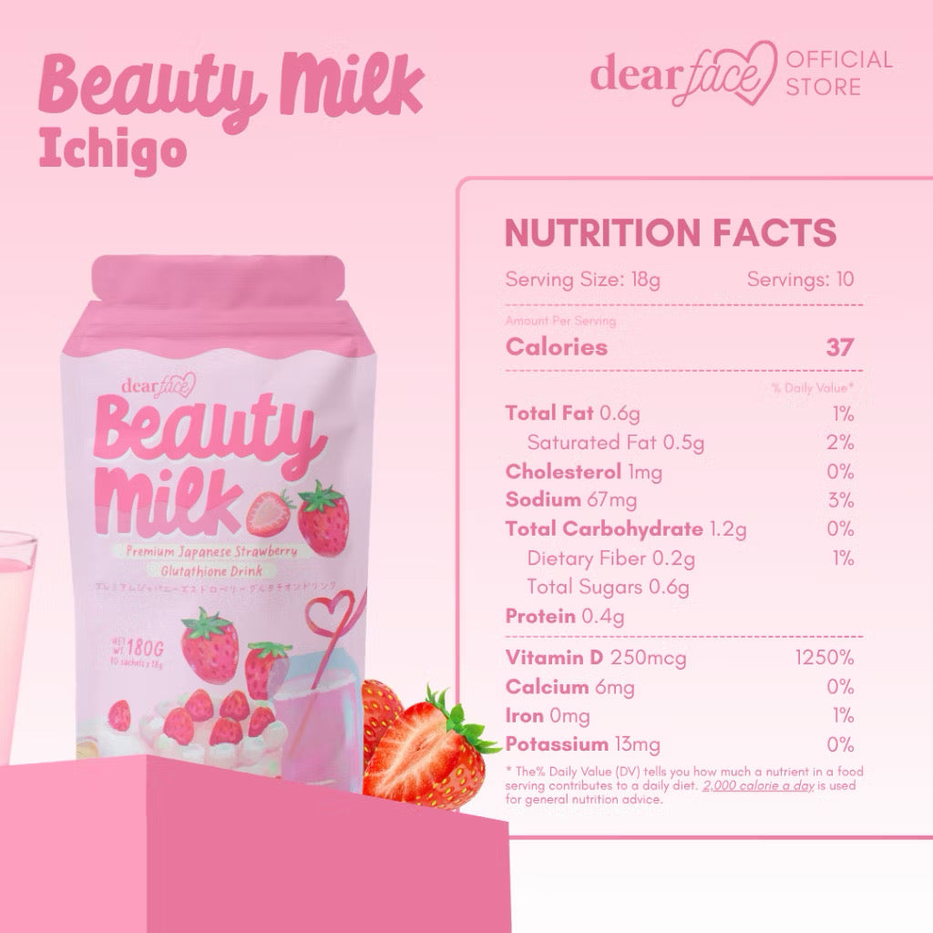 Dear Face Beauty Milk Strawberry Glutathione Drink