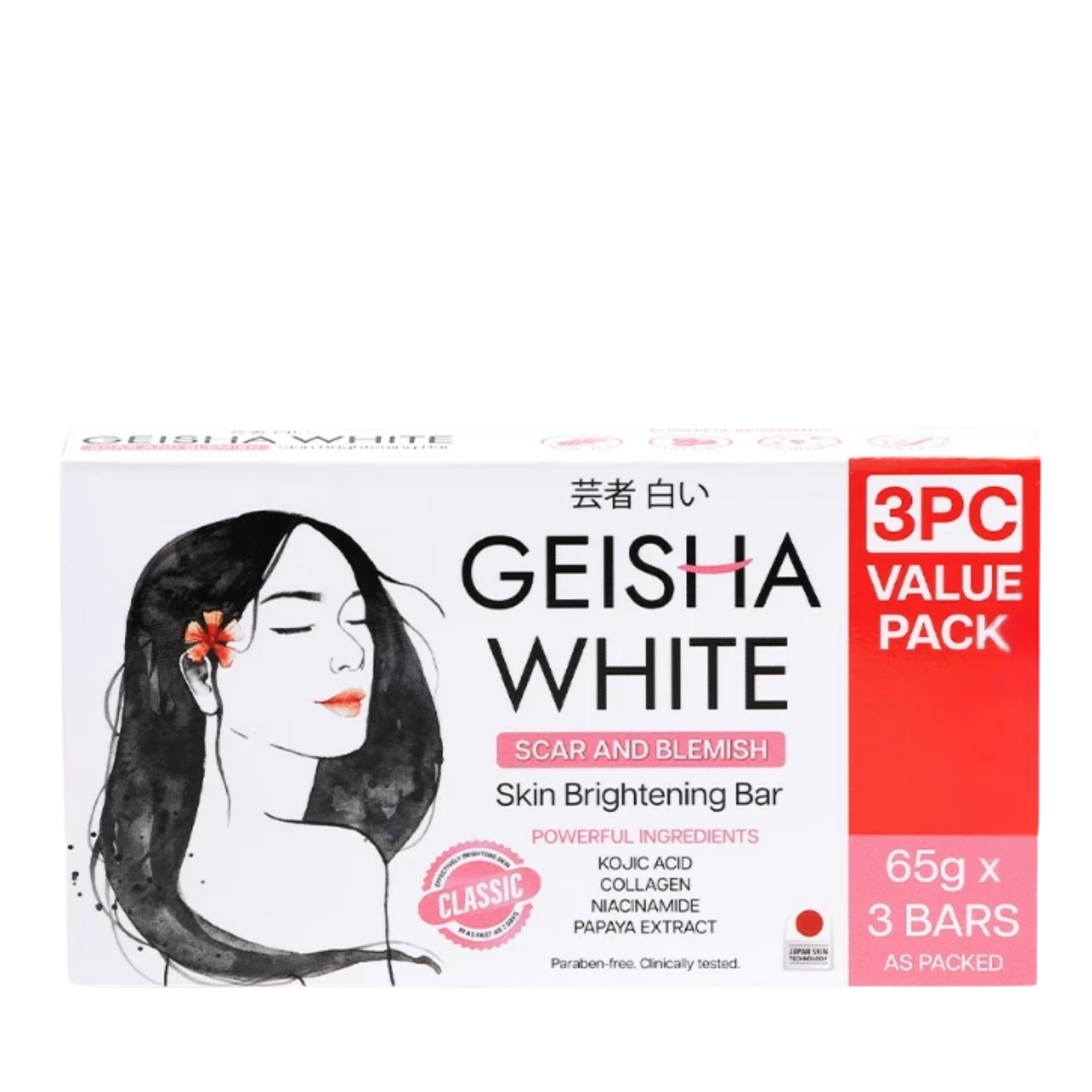 Geisha White Classic Bar 65g x3