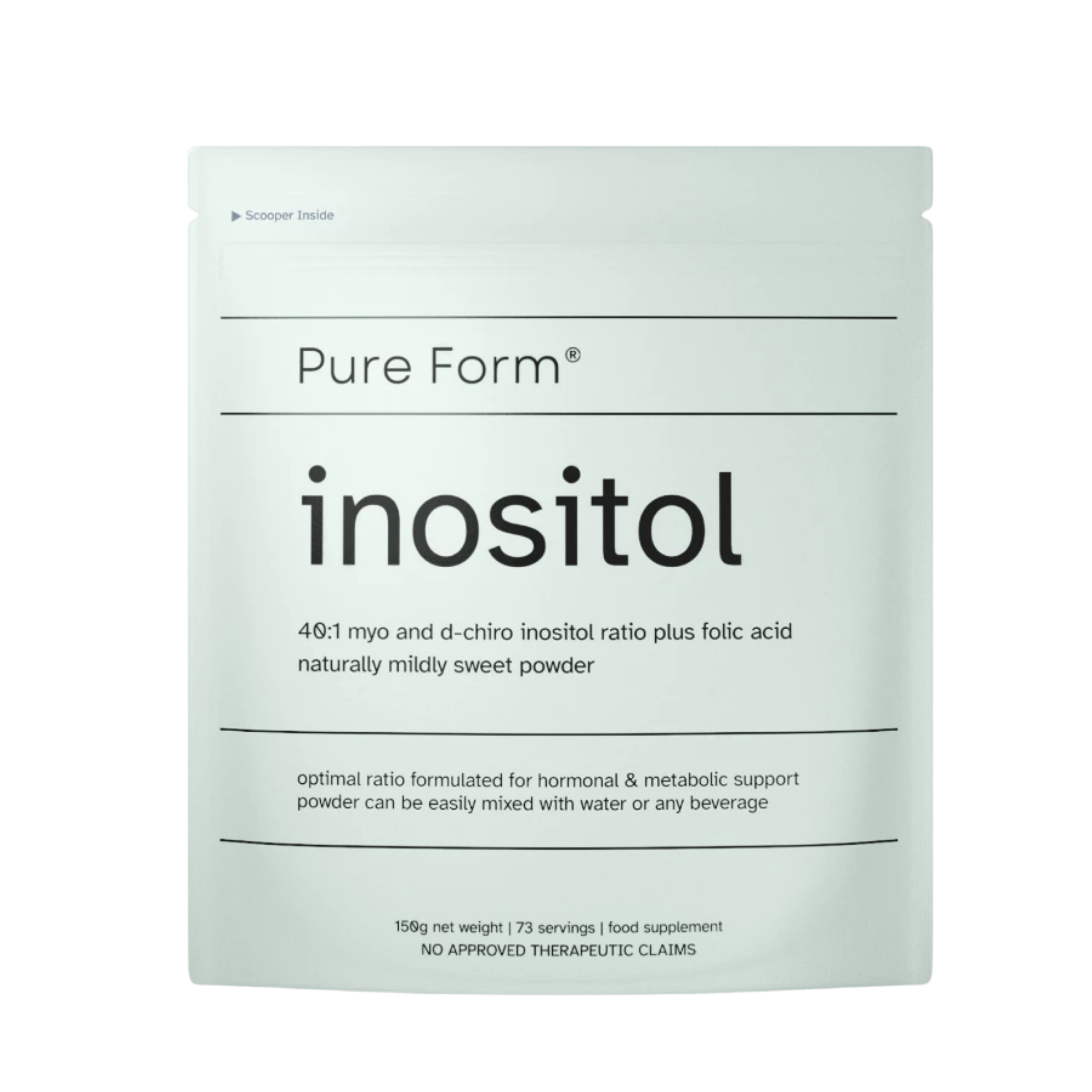 Pure Form Inositol 40:1 Myo and D-chiro Folic Acid Naturally Mildly Sweet Powder 150g