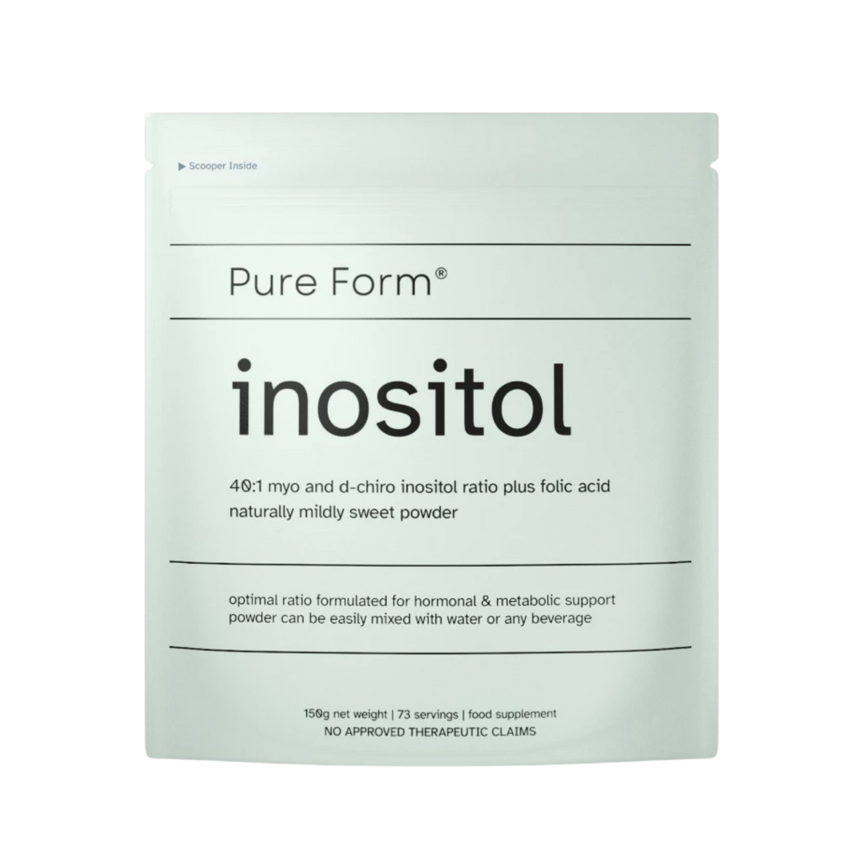 Pure Form Inositol 40:1 Myo and D-chiro Folic Acid Naturally Mildly Sweet Powder 150g