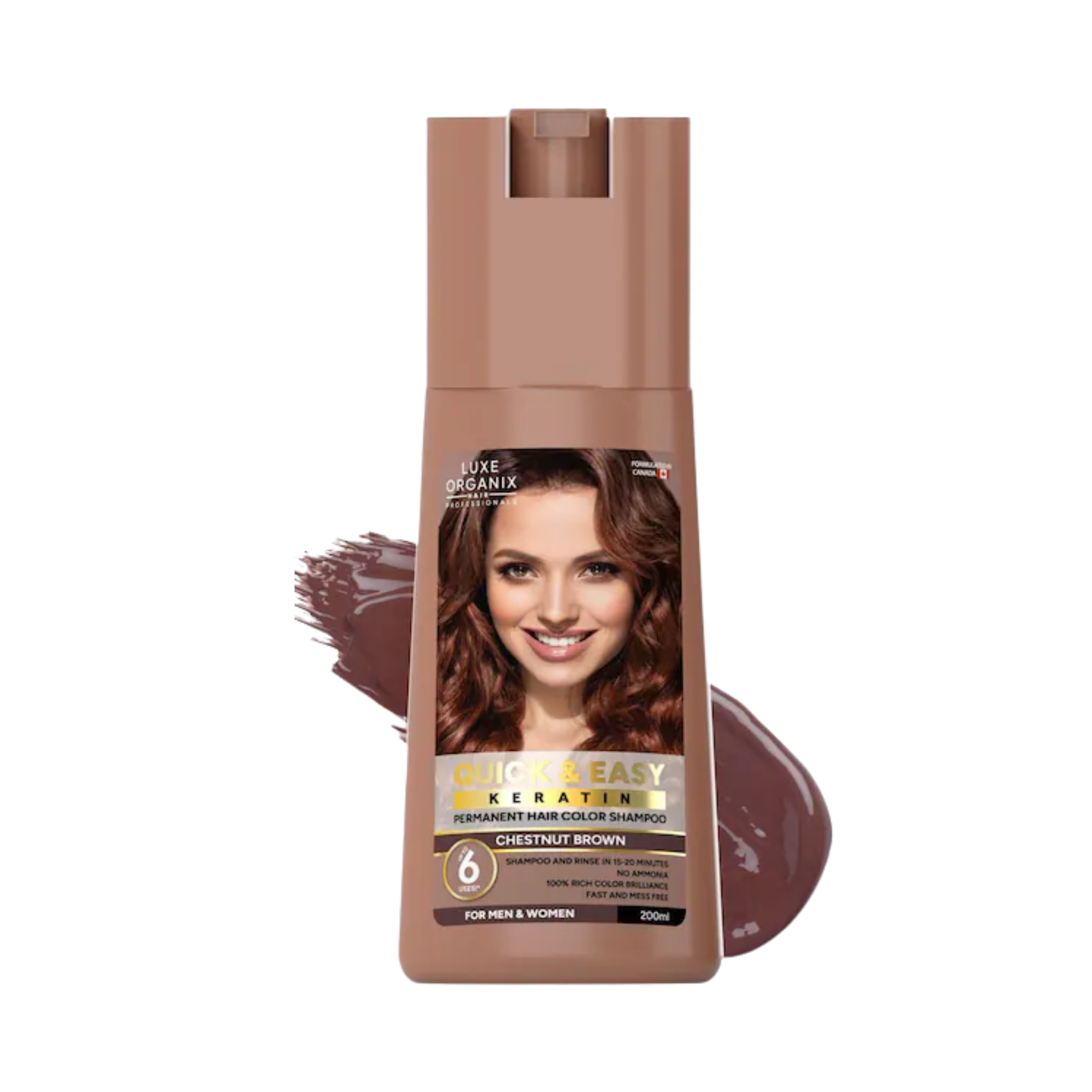 Luxe Organix Hair Color Shampoo Chestnut Brown 200ml