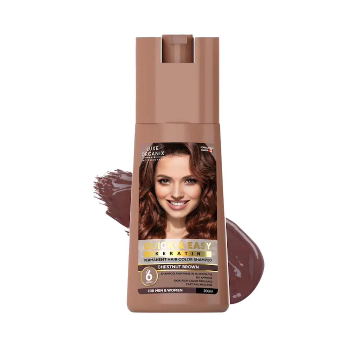 Luxe Organix Hair Color Shampoo Chestnut Brown 200ml