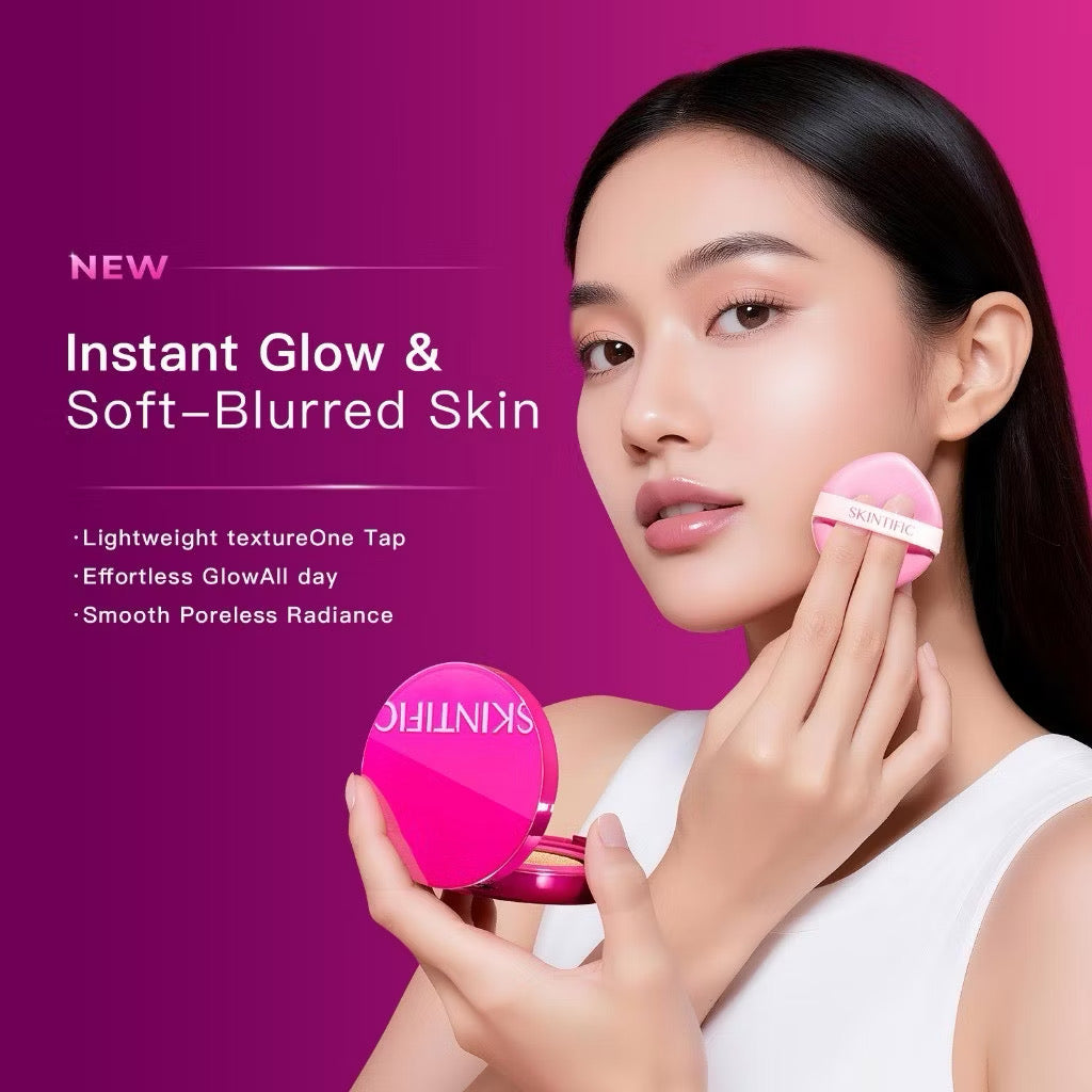 Skintific Cover Glow Perfect Pink Cushion Full Coverage Foundation