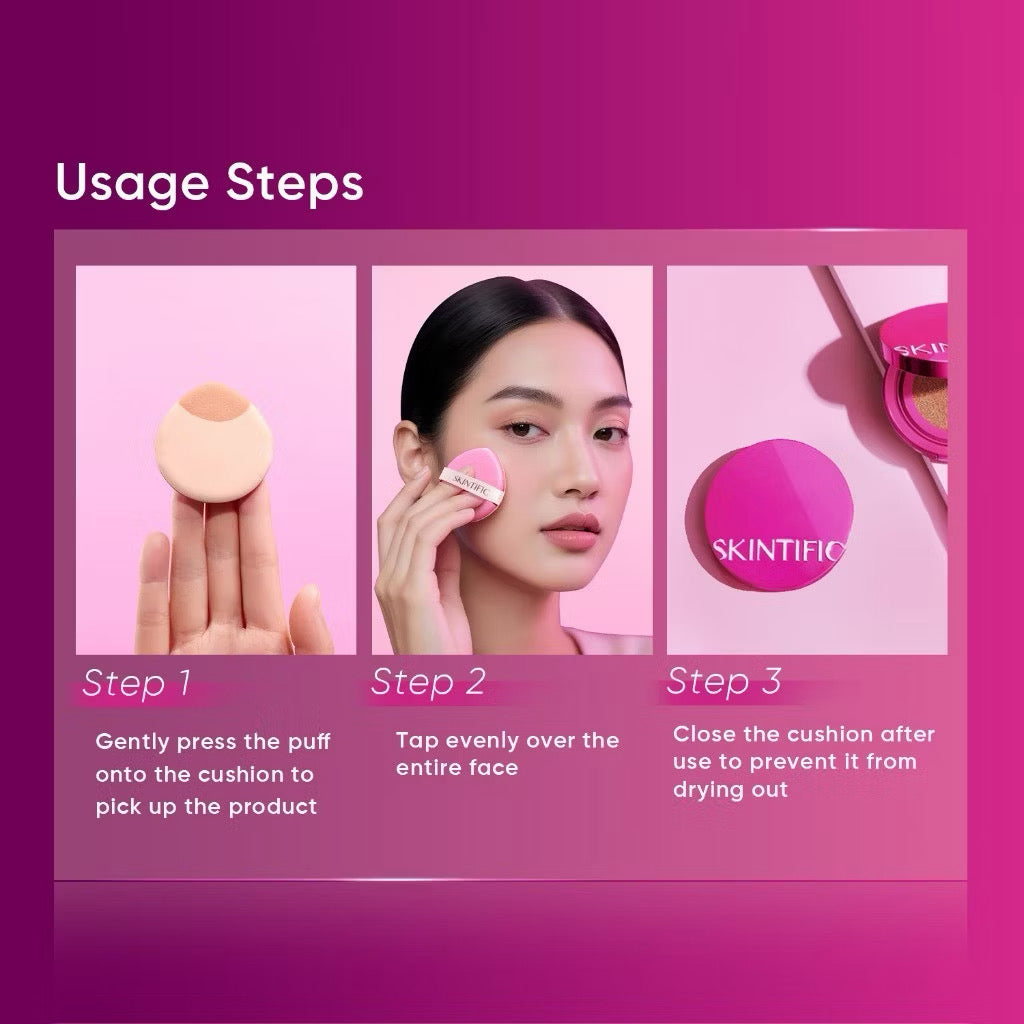 Skintific Cover Glow Perfect Pink Cushion Full Coverage Foundation
