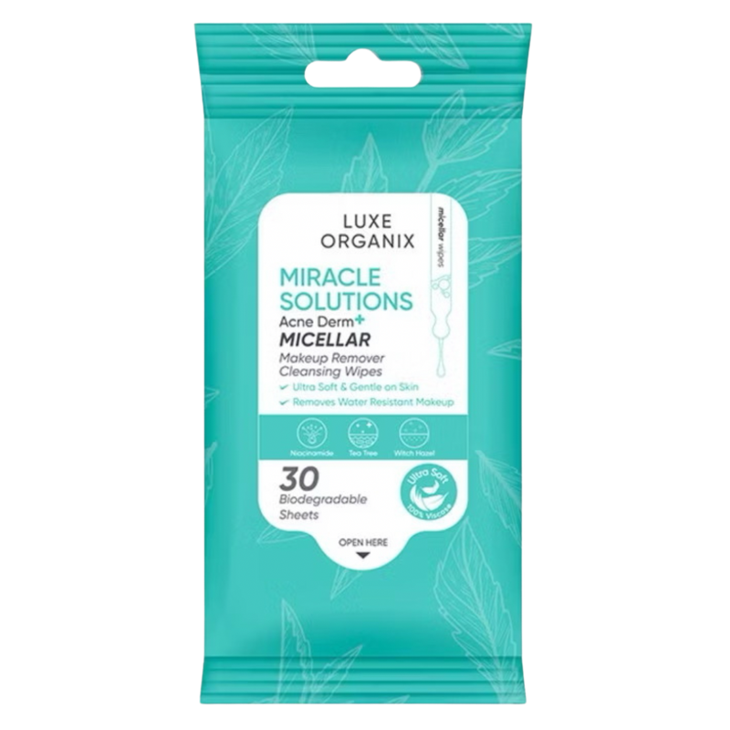 Luxe Organix Miracle Solutions Micellar Make Up Remover Cleansing Wipes