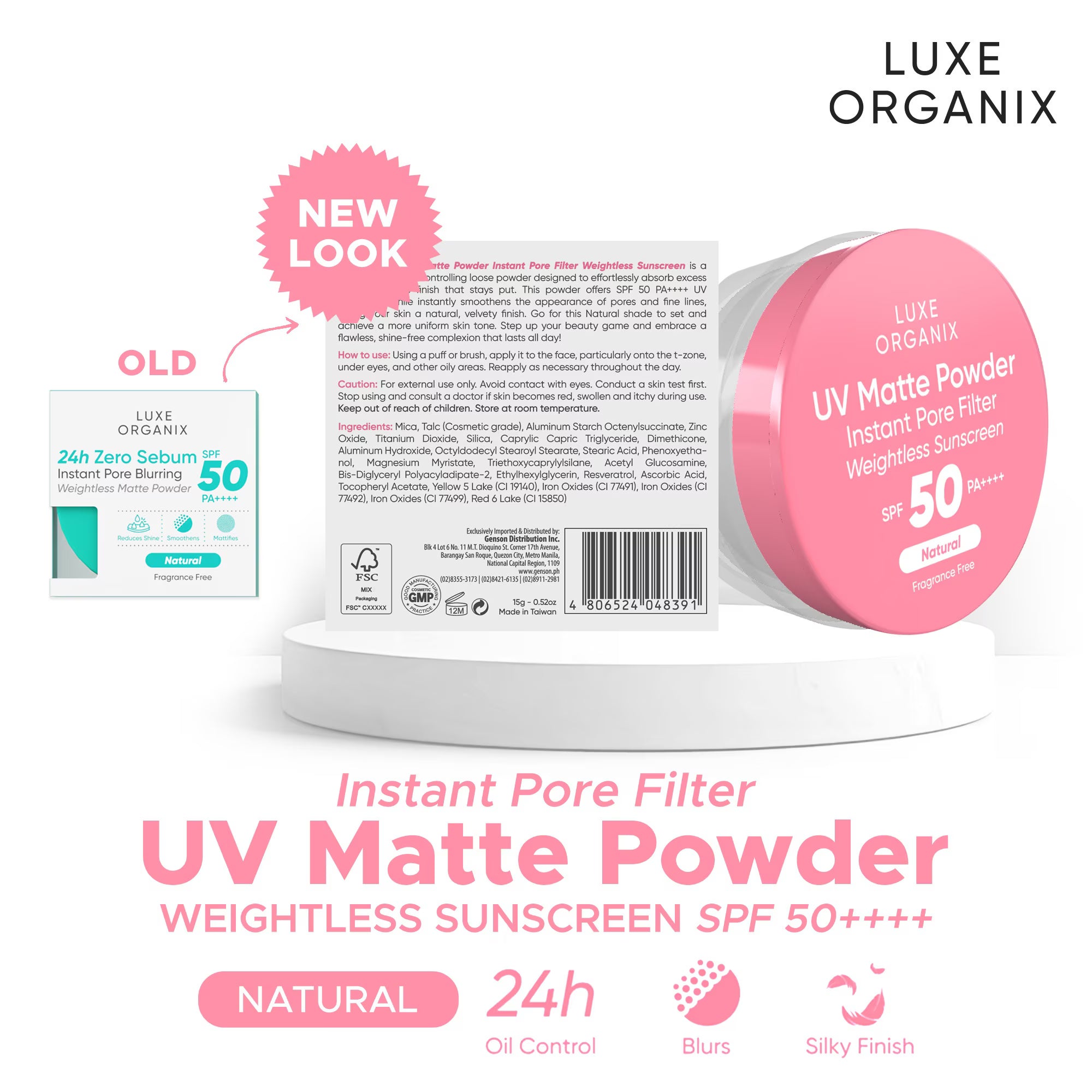 Luxe Organix 24H Zero Sebum Instant Pore Blurring Weightless Matte Powder Spf 50 Pa++++