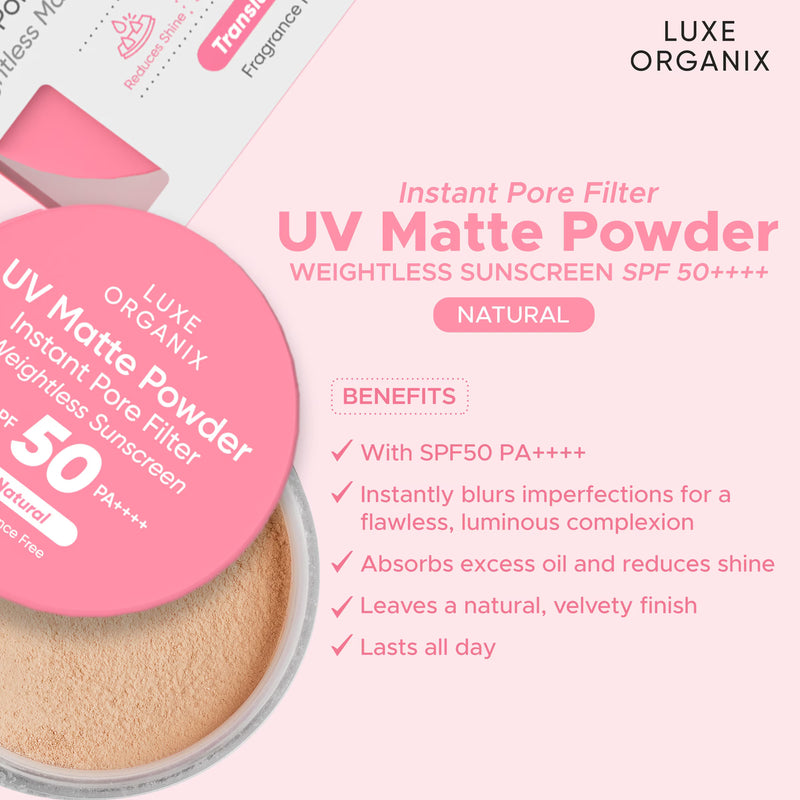 Luxe Organix 24H Zero Sebum Instant Pore Blurring Weightless Matte Powder Spf 50 Pa++++
