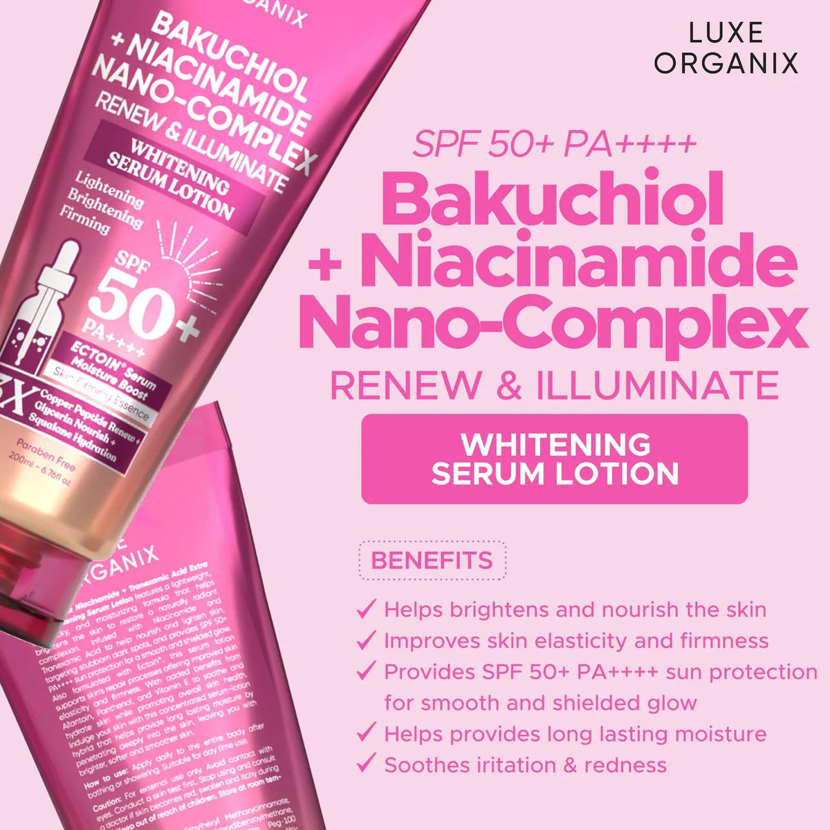 Luxe Organix Bakuchiol + Niacinamide Whitening Serum Lotion