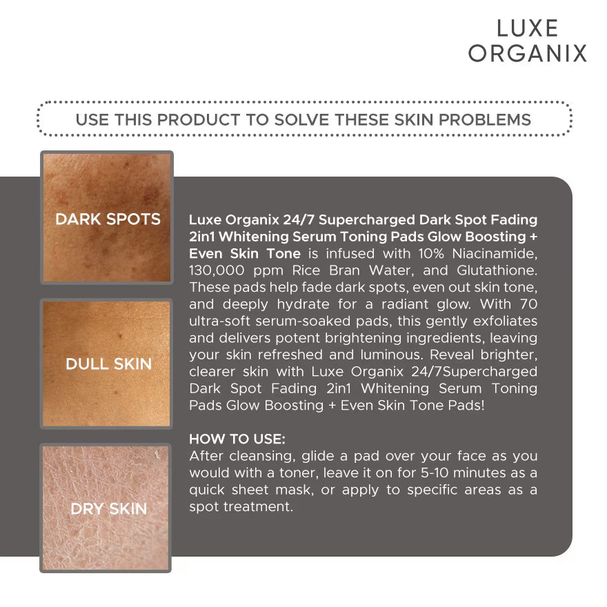 Luxe Organix Whitening Serum Toning Pads
