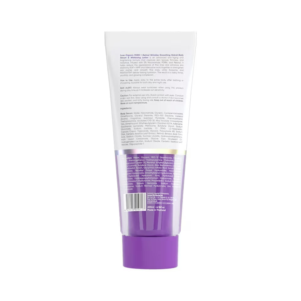 Luxe Organix PDRN + Retinal Wrinkle Smoothing Hybrid Body Serum & Whitening Lotion