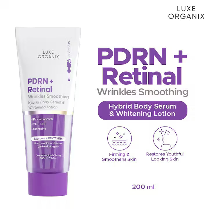 Luxe Organix PDRN + Retinal Wrinkle Smoothing Hybrid Body Serum & Whitening Lotion