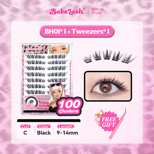 Babe Lash Glue Free Cluster Eyelashes New (Black Adhesive)