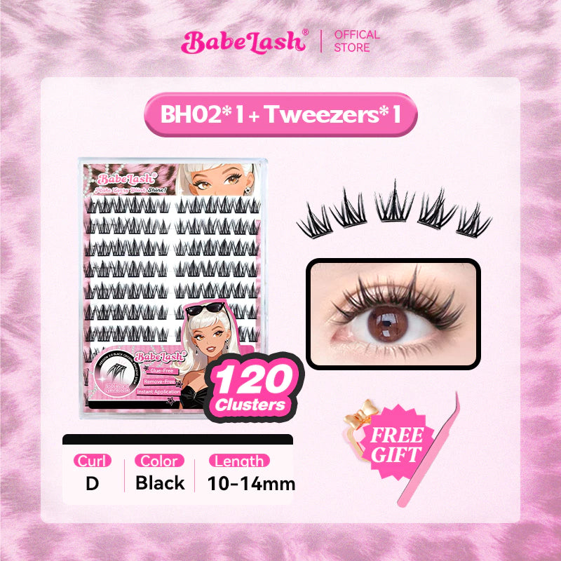 Babe Lash Glue Free Cluster Eyelashes New (Black Adhesive)