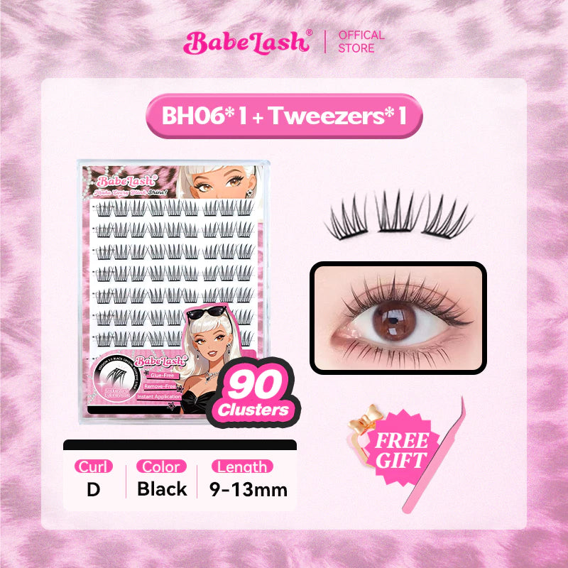 Babe Lash Glue Free Cluster Eyelashes New (Black Adhesive)