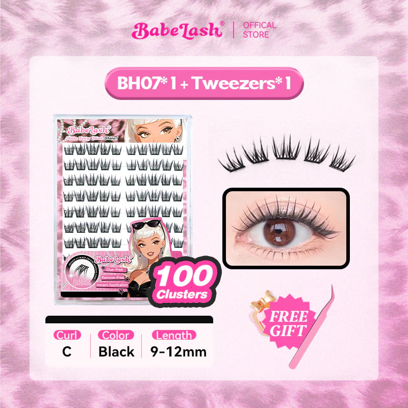 Babe Lash Glue Free Cluster Eyelashes New (Black Adhesive)