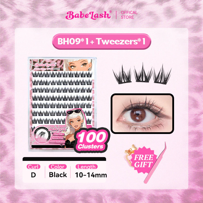 Babe Lash Glue Free Cluster Eyelashes New (Black Adhesive)