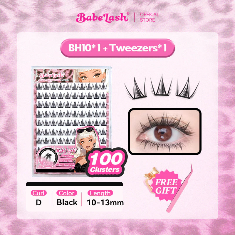 Babe Lash Glue Free Cluster Eyelashes New (Black Adhesive)
