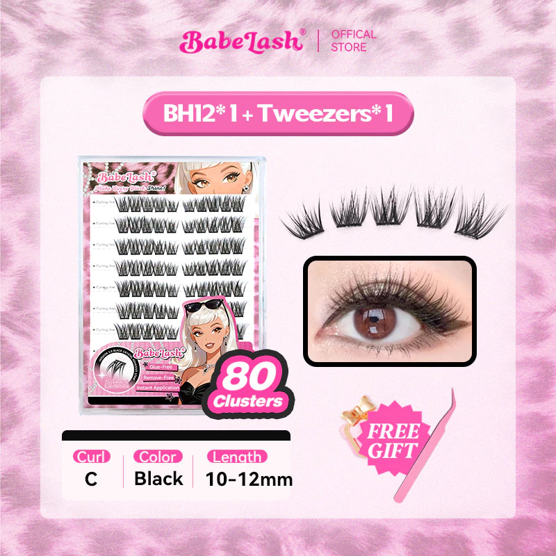 Babe Lash Glue Free Cluster Eyelashes New (Black Adhesive)