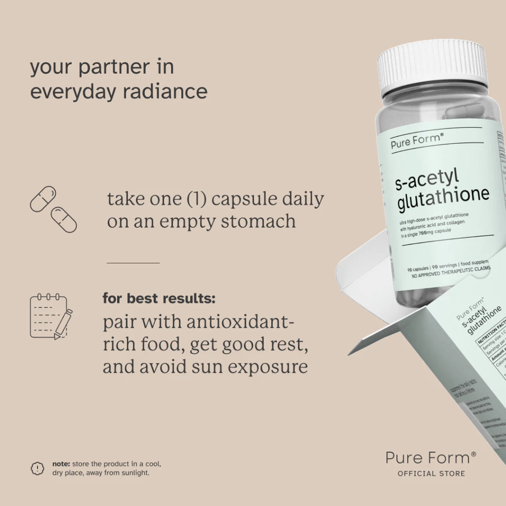 Pure Form S-Acetyl Glutathione with Hyaluronic Acid and Collagen Capsule